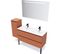 Ensemble Salle De Bain Double Vasque 120cm 2 Tiroirs Terracotta + Miroir + Colonne Gauche - Hudson