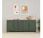 Buffet 3 Portes 3 Tiroirs En Pin Massif Vert 190 Cm - Ida