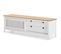 Meuble TV 1 Porte Coulissante 2 Tiroirs En Pin Massif Blanc / Effet Chêne 158 Cm - Fabia