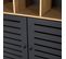 Bibliothèque 2 Portes 7 Niches Noir / Effet Bois 90 Cm - Rosa