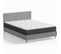 Ensemble Lit Adulte 140x190 En Velours Gris Clair Eliot + Matelas Mousse Accueil Mémoire De Forme