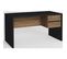 Bureau 2 Tiroirs Noir Et Effet Bois 136 Cm - Jess