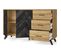 Buffet 2 Portes 3 Tiroirs Effet Bois Noir à Chevrons Et Bois Naturel 136 Cm - Delia