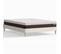 Ensemble Lit 180x200 En Velours Beige + Matelas Mousse Accueil Mémoire De Forme, Double Confort