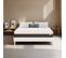 Ensemble Lit 180x200 En Velours Beige + Matelas Mousse Accueil Mémoire De Forme, Double Confort