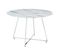 Table à Manger Ronde 4 Personnes Heloise Chrome Verre Effet Marbre Blanc D120 Cm