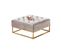 Table Basse Rangements Tiroirs Plateau Velours Capitonné Moka Et Pieds Gold