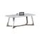 Table Basse Gossip Inox Plateau En Granite Marbré Blanc 120x70 Cm