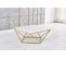 Table Basse Alina Plateau En Verre Marbré Blanc Pieds Gold 80x80x45cm