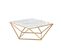 Table Basse Alina Plateau En Verre Marbré Blanc Pieds Gold 80x80x45cm