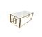 Table Basse Plateau En Verre Marbré Blanc Pieds Gold 120 Cm - Sophie