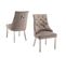 Lot De 2 Chaises Anneau Matellassée Et Cloûtée Chrome Velours Moka