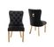 Lot De 2 Chaises Poignee Cloûté En Velours Noir Pied Gold