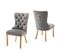 Lot De 2 Chaises Poignee Cloûté En Velours Anthracite Pied Gold