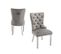 Lot De 2 Chaises Poignee Cloûté En Velours Gris Pied Chromé