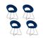 Lot De 4 Chaises Bubble Chrome Velours Bleu