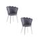 Lot De 2 Chaises Nymphea Chrome Assise Velours Gris Souris