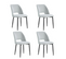 Lot De 4 Chaises Ava Métal Noir Tissu Serge Gris