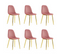 Lot De 6 Chaises Scandinave Alveole Gold Velours Rose