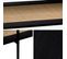 Table Basse Vintage 110 Cm Coloris Noir. Double Plateaux Effet Bois Et Cannage. Piètement Et