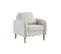 Fauteuil Scandinave Arrondi Tissu Blanc Pieds Bois