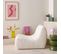 Fauteuil Chauffeuse En Bouclette Texturée Blanc Style Contemporain 1 Place