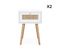 Lot De 2 Tables De Chevet Effet Bois Blanc Et Cannage Avec 1 Tiroir