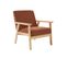 Fauteuil Vintage / Scandinave Structure En Bois Et Contreplaqué Et Assise En Velours Côtelé Coloris