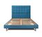 Lit 140x190cm Avec Tête De Lit Capitonnee Velours Et Sommier Kit Bleu