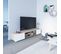 Meuble TV Podium 4 Niches Et 2 Portes 185 X 31 - Chêne Naturel Et Blanc