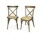 Lot De 2 Chaises De Bistrot En Bois D'hévéa Marron Vieilli. Vintage. Assise En Rotin. Empilables