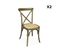 Lot De 2 Chaises De Bistrot En Bois D'hévéa Marron Vieilli. Vintage. Assise En Rotin. Empilables