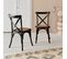 Lot De 2 Chaises De Bistrot En Bois D'hévéa Noir. Vintage. Assise En Rotin. Empilables