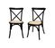 Lot De 2 Chaises De Bistrot En Bois D'hévéa Noir. Vintage. Assise En Rotin. Empilables