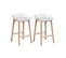 Tabourets D'ilot 65 Cm Malmo Pieds Chêne Assise Plastique Blanche -lot De 2