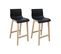 Tabourets D'ilot 65 Cm Tanna Pieds Chêne Assise Plastique Noire - Lot De 2