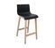 Tabourets D'ilot 65 Cm Tanna Pieds Chêne Assise Plastique Noire - Lot De 4