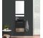 Meuble Lave-mains Nika Noir Intérieur Décor Chêne + Robinet Chromé +miroir