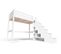 Lit Mezzanine Sylvia Avec Escalier Cube Bois, Couleur: Blanc, Dimensions: 90x200