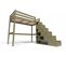 Lit Mezzanine Sylvia Avec Escalier Cube Bois, Couleur: Taupe, Dimensions: 90x200