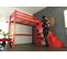 Lit Mezzanine Sylvia Avec Escalier Cube Bois, Couleur: Rouge, Dimensions: 90x200