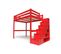 Lit Mezzanine Sylvia Avec Escalier Cube Bois, Couleur: Rouge, Dimensions: 140x200