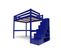 Lit Mezzanine Sylvia Avec Escalier Cube Bois, Couleur: Bleu Foncé, Dimensions: 140x200