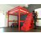 Lit Mezzanine Sylvia Avec Escalier Cube Bois, Couleur: Rouge, Dimensions: 160x200