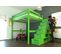 Lit Mezzanine Sylvia Avec Escalier Cube Bois, Couleur: Vert, Dimensions: 160x200