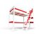 Lit Mezzanine Sylvia Avec Escalier De Meunier Bois, Couleur: Blanc/rouge, Dimensions: 90x200