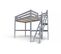 Lit Mezzanine Sylvia Avec Escalier De Meunier Bois, Couleur: Gris Aluminium, Dimensions: 120x200