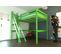 Lit Mezzanine Sylvia Avec Escalier De Meunier Bois, Couleur: Vert, Dimensions: 140x200