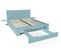 Lit Happy + Tiroirs + Chevets Amovibles - 2 Places, Couleur: Bleu Pastel, Dimensions: 140x190