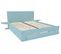 Lit Happy + Tiroirs + Chevets Amovibles - 2 Places, Couleur: Bleu Pastel, Dimensions: 140x190